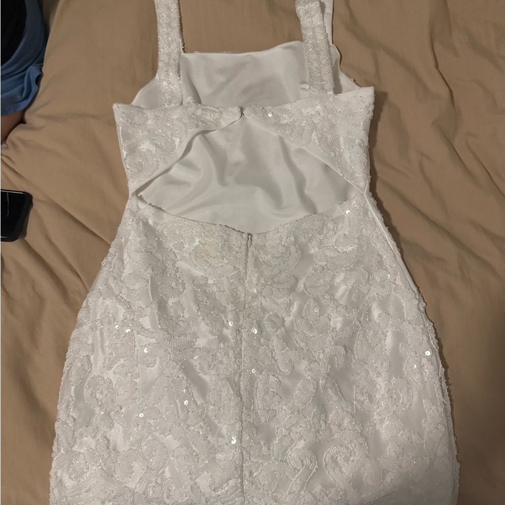 White Lace/Sequin Squareneck dress - 12th tribe